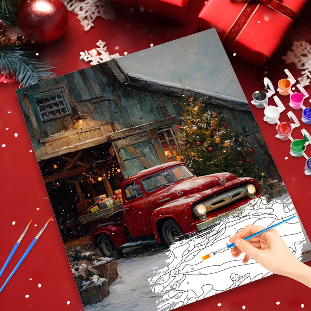 1pc Painting By Numbers Christmas Gift Small Red Car Picture Drawing Coloring For Home Decor Indoor Wall Decoration 40x50cm/16x20inch Without Frame