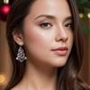 Personalized Rhinestone Christmas Tree Dangle Earrings