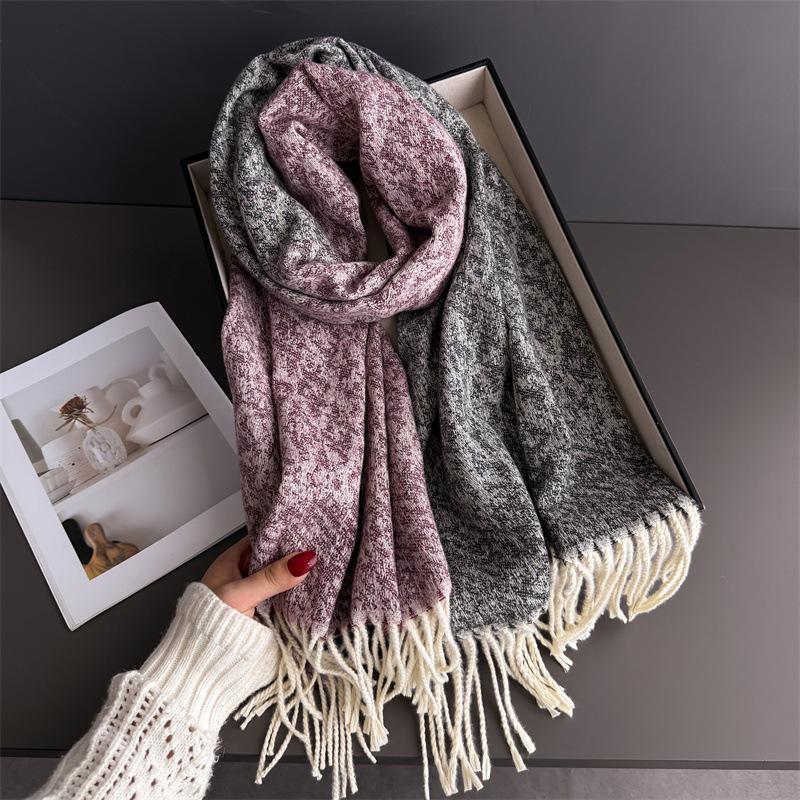 Fashion Double Side Women Winter Warm Scarf Tassels Shawl Cashmere Foulard Pashmina Hijabs Lady Scarves Wraps
