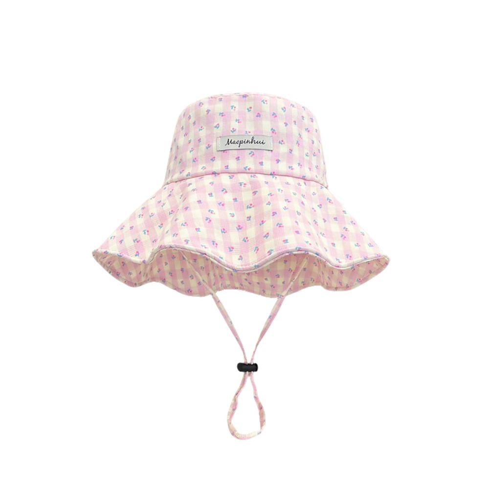 Floral Plaid Fisherman Hat Adjustable Sunscreen Hat Fashion Sunshade Hat  Summer