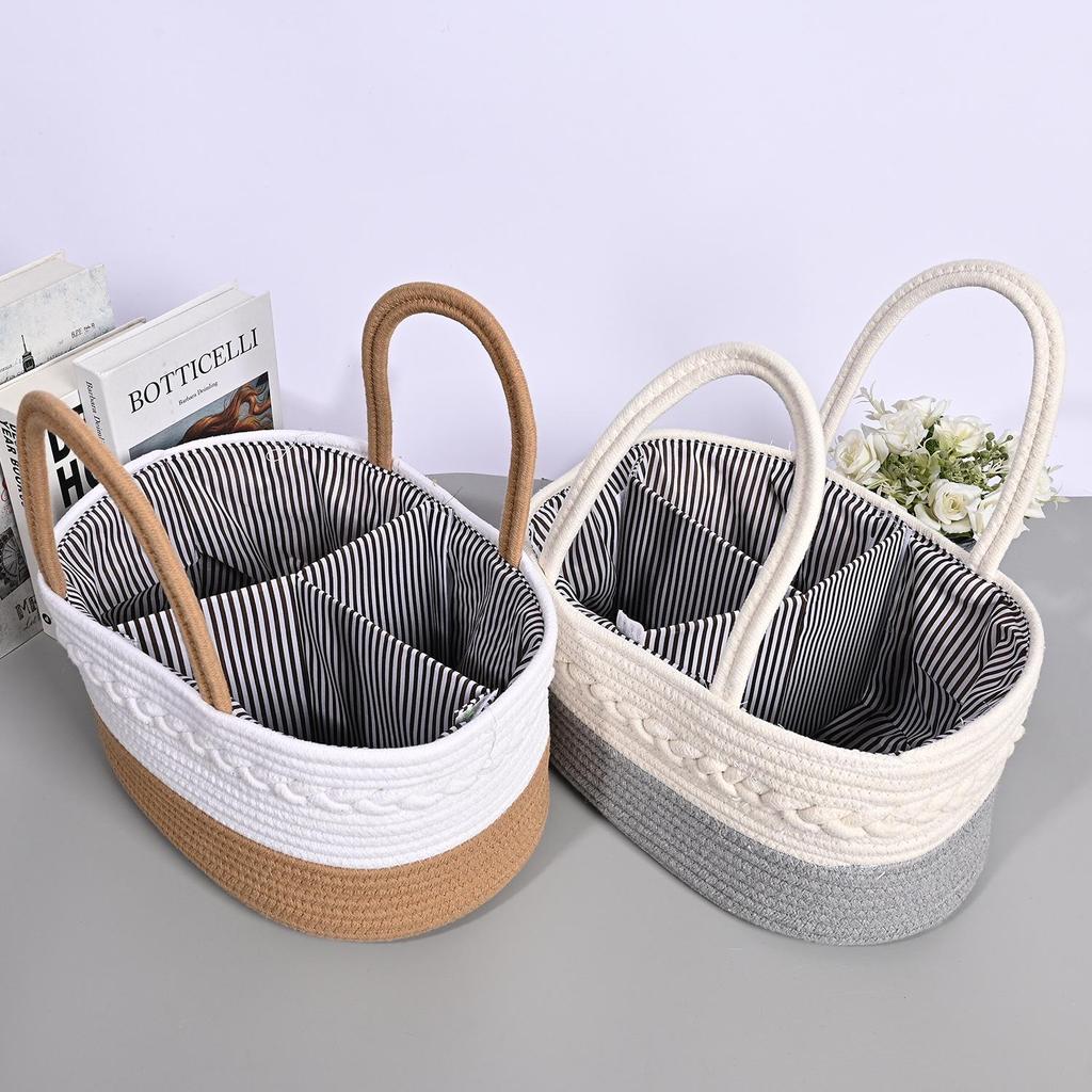 Portable Woven Cotton Rope Storage Basket - Nordic Style