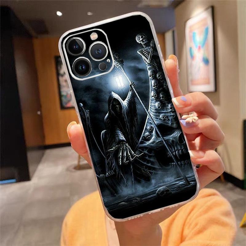 Phone Case For Iphone 17 Pro Max Air 16 15 14 13 Pro Max 15 16 Pro 15Plus Grim Reaper Skull Skeleton