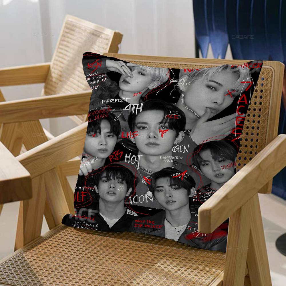 Korea E-Enhypenes Singing Group Pillow Anime Pillow Sofa Bed Head Pillow Cover Cushion Cover 45X45 Cm Fashion