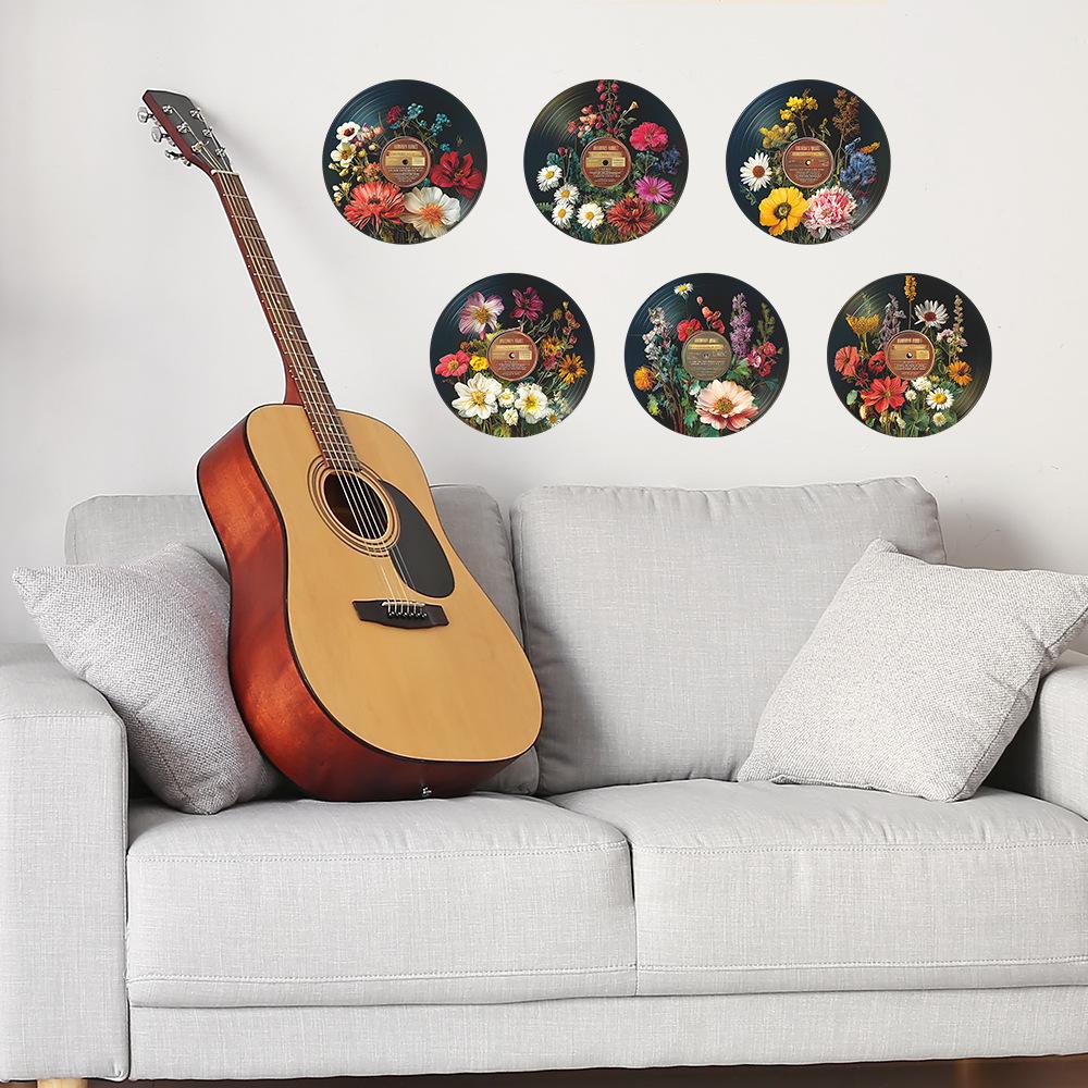 Creative Simulation Floral Art Records, Living Room, Study, Home Decoration, Wall Stickers