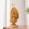 Kannon Bodhisattva Holzschnitzerei Ornament für Buddhisten mit exklusivem Heiligenschein und Lotus Jahr des Schützenden Schutzes von Hanro Art Carving H x B x