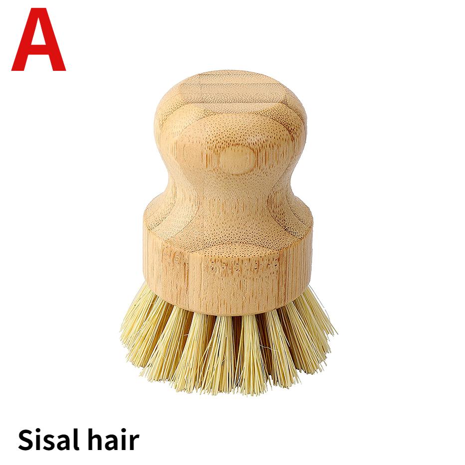 Bamboo Dish Scrub Brush Soap Dish Kitchen Wooden Dish Scrubber Cleaning Brush for Washing Dish Cast Iron Pan Pot