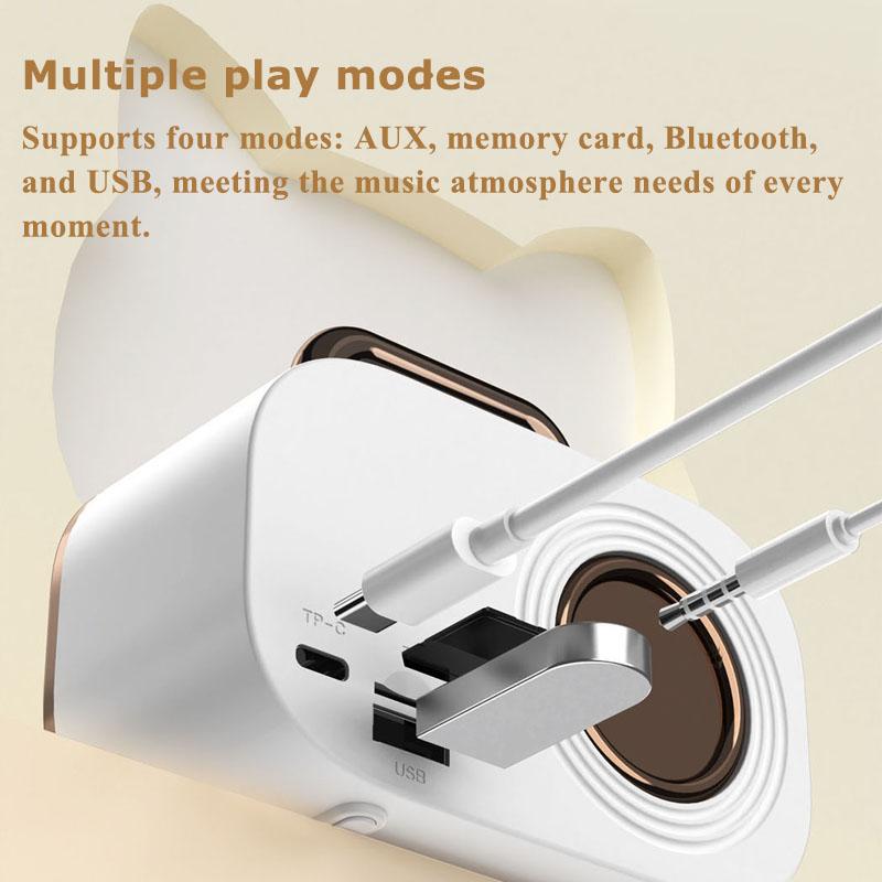 Mini Portable Bluetooth Speaker Hifi Retro Bluetooth5.3 Sound Box Subwoofer with FM Radio Ambient Light Support TF Card USB AUX