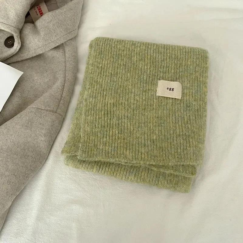 Winter Mohair Scarf Women Luxury Cashmere Scarves Thicken Warmer Soft Pashmina Shawls Wraps Female Pure Color Knitted Long Scarf