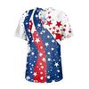 Women's Casual Fashion V-Neck Button Independence Day Print Short Sleeve Top