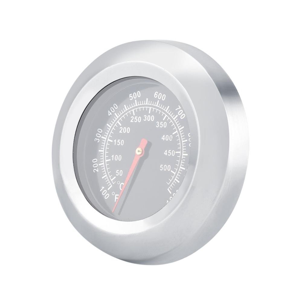 Stainless Steel BBQ Grill Thermometer Black Dual Scale Temperature Gauge Heat Resistant Analog Dial Smoker Analog Thermometer