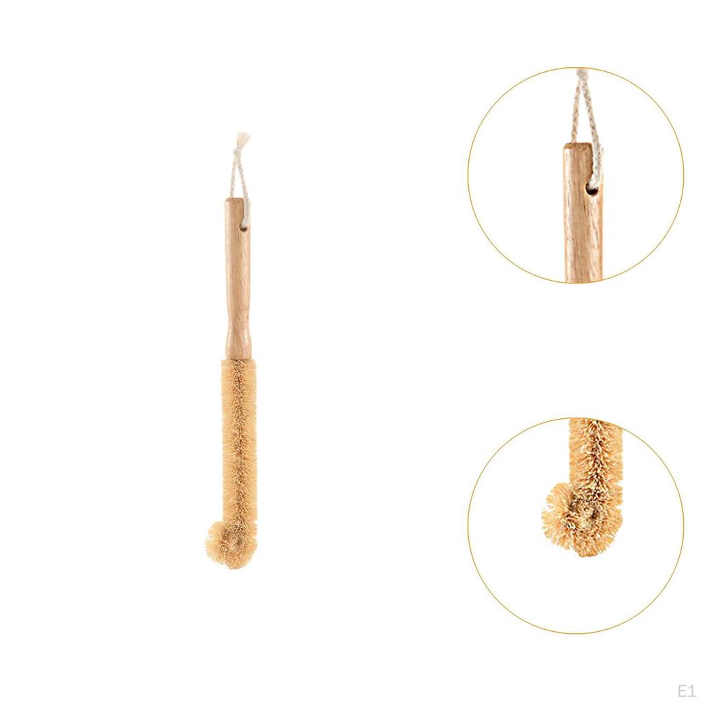 Coconut Fibers Brush Bottle Scrubber Multifunctional Handheld Portable Cup Cleaner with Wooden
