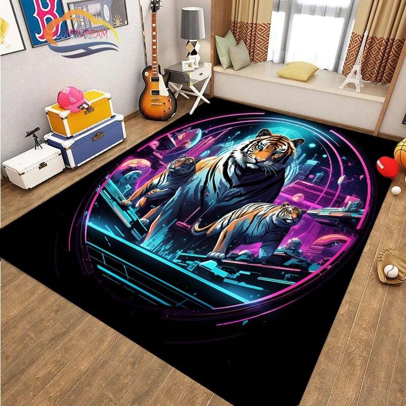 Covor de podea cu animale cool tigru art fashion covor Decorație casei cadouri covor Anti-alunecare pentru sufragerie și pat copil