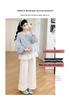 Mori Style Maternity Plaid Lace Top & Wide-Leg Pants Set (Two-Piece)