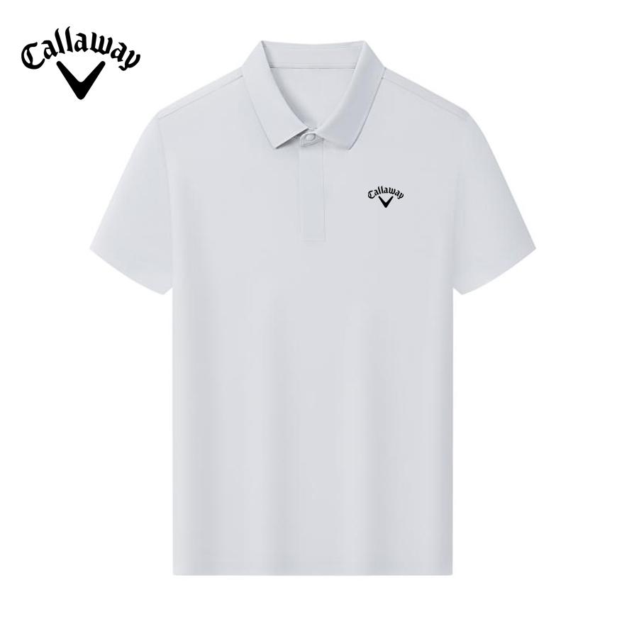 Callaway 2025 Summer Summer Embroidered Golf Business Leisure Sports Style Water Ripple Solid Color Polo Shirt