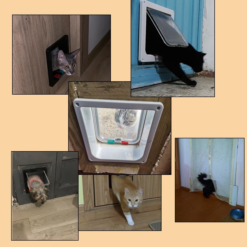 With 4 Way Lock Security Flap Door For Dog Cat Kitten Cat Puppy Safety Gate Smart Pet Door ABS Plastic Dog Cat Flap Door Small Pet Supplies
