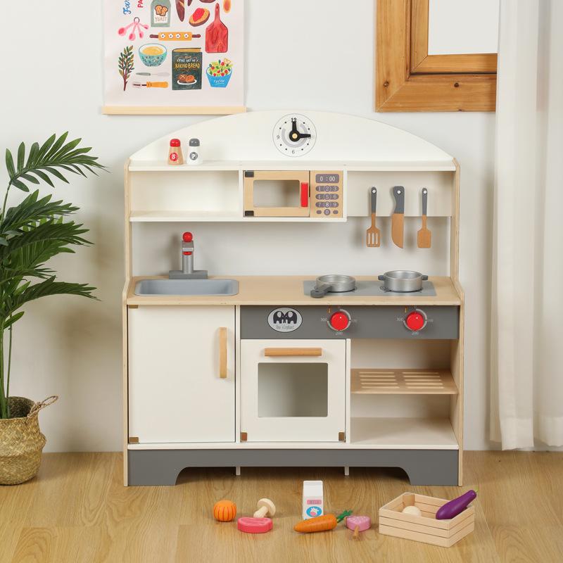 Children'S Wooden Ins Wind Simple Wind, Simulated Large Kitchen Utensils, Playing House Baby Interactive Cooking Toys