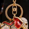 Rhinestone Keychain Elephant Alloy Good Luck with Keyring Electroplated Sparkling
