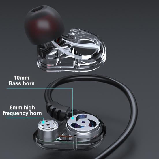 3.5mm Universal Wired Ear Heavy Bass Earphone Hang Music Sport Headset with Mic