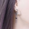 Round Stainless Steel Cross Ear Jewelry Men Hoop Earrings Korean Dangle Earrings Stud Earrings