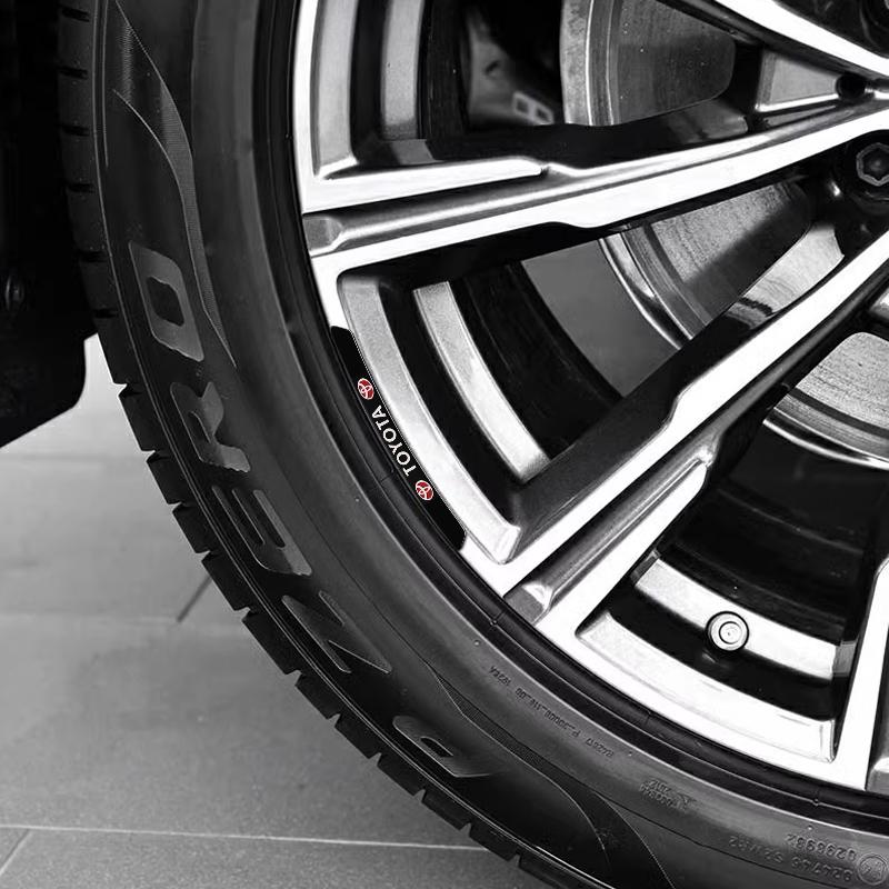 4Pcs Aluminum Car Wheel Hub Badge Sticker Tire Rim Decor Decal for Toyota Trd Corolla Camry RAV4 CHR Yaris Prius Prado Auris Avensis