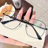 Korean Retro Metal Frame Square Row Men's and Women's Anti-blue Light/anti-radiation Glasses