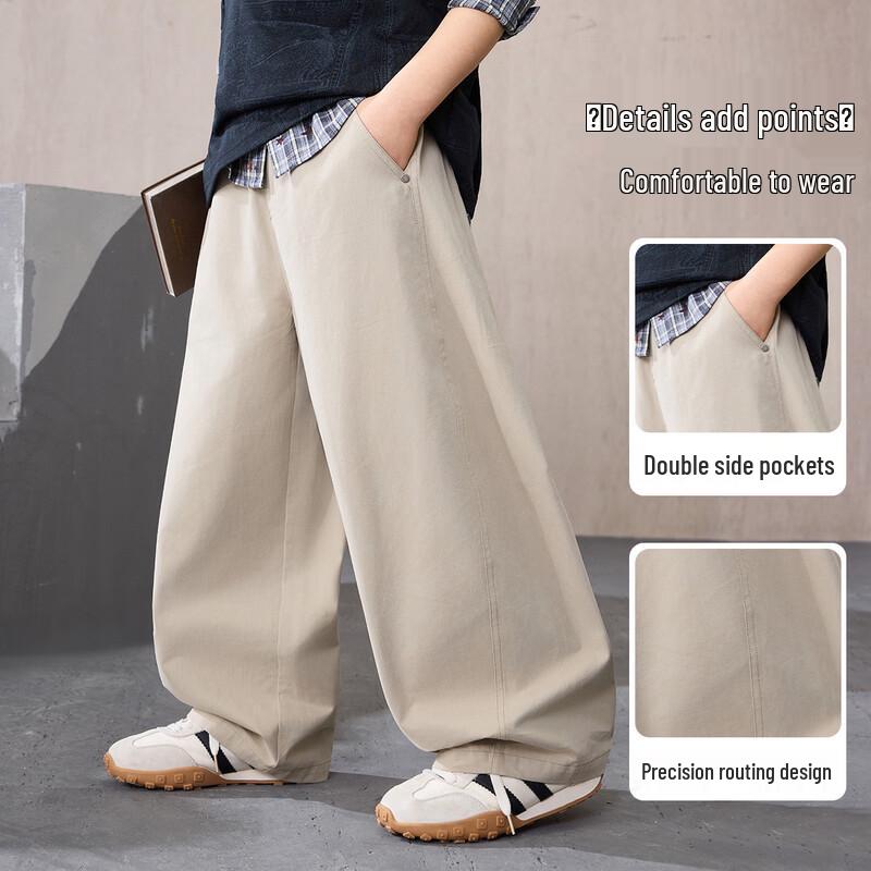 ASK JUNIOR Boys' Spring Casual Curved-Leg Cotton Long Pants