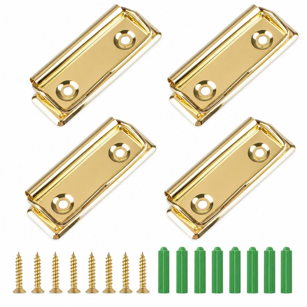 4 Pieces Wall Clip with Screws and Anchors Spring Loaded Tapestry Clamp Metal