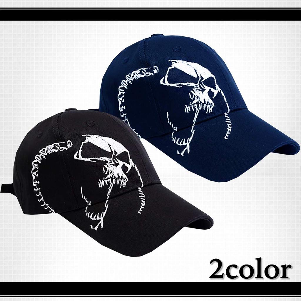 WHITE FANG Hat Cap Black Skull Skeleton Stylish Cool Casual CA189 Men's (01 Black)