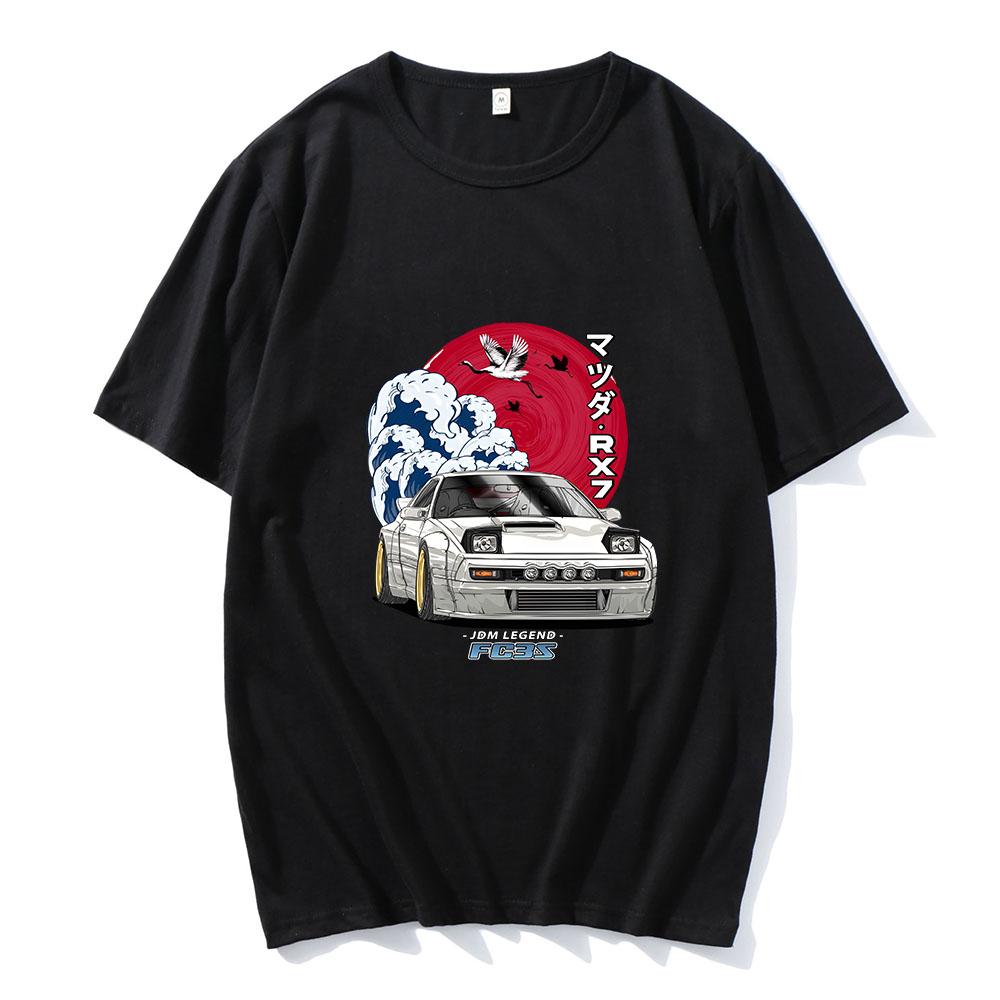 JDM Racing Car Printing T-shirt Cotton High Quality Soft Tee-shirt Japanese Fashion Style Streetwear Tees Short Sleeve Mens Tops