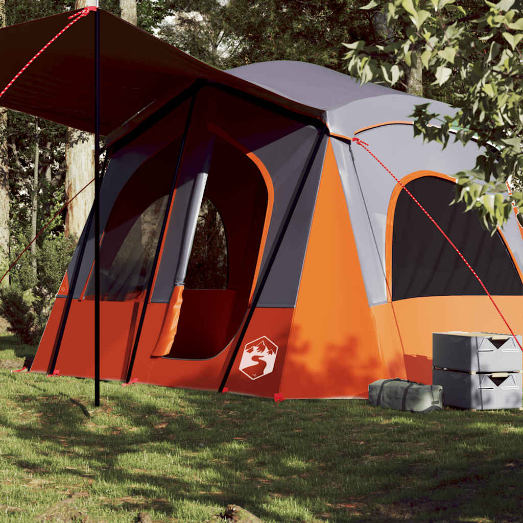 Vidaxl Tenda da Campeggio, 5 Persone, Grigio-Arancione, Impermeabile