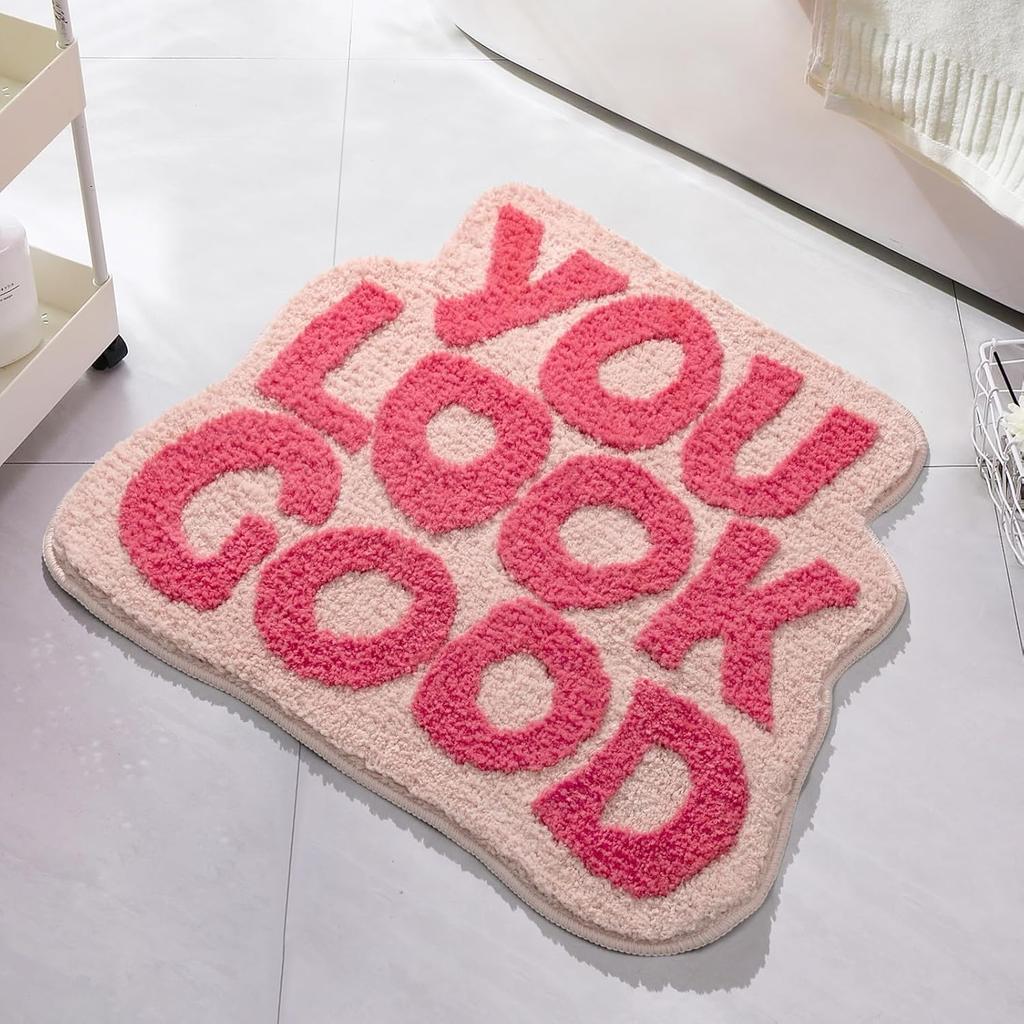 Plush Rug Home Use You Look Good Bath Mat Funny Cute English Bathroom Decor Non Slip Microfiber Carpet Water Absorbing Doormat