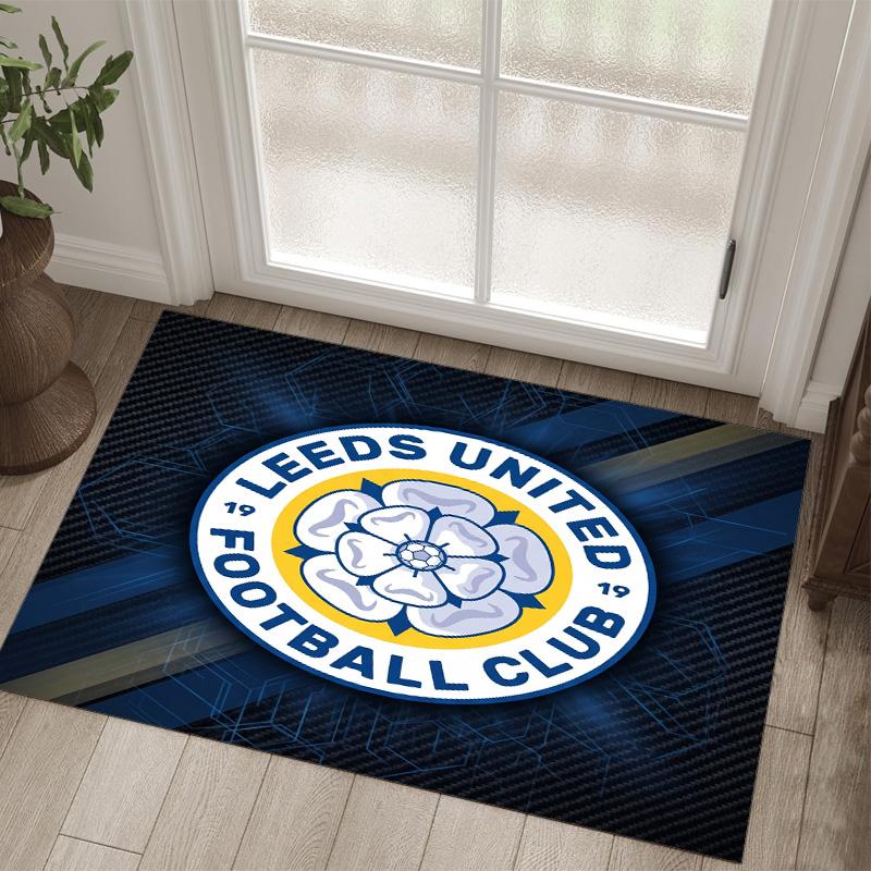 Leeds United Design Kristall Samt Teppich Gemütlich Nicht?Rutschfester Teppich mit Aufdruck für Schlafzimmer Wohnzimmer Eingang