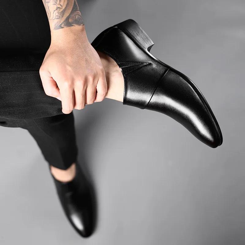 Luxury Men Leather Shoes Formal Dress Shoes for Male Plus Size Party Wedding Office Work Shoes Slip On Business Casual Oxfords