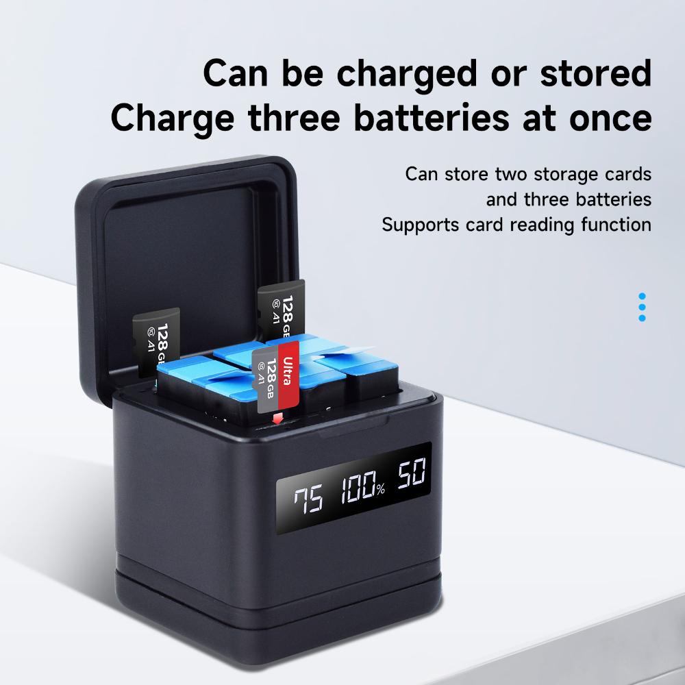 Batteria E Caricabatteria Per GoPro Hero 12/11/10/9 - Doppia Batteria 2000mAh Con Display LCD