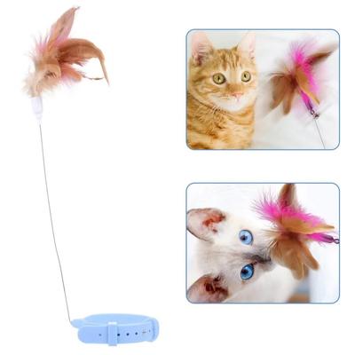 New Cat Feather Silicone Collar Cat's Toy Teasing Self-Hey Cat Stick Pet Collar With Bell Feather