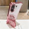 KEYSION Shockproof Plating Phone Case for VIVO V60 5G Clear Soft TPU Glitter Jewelled Swan Kickstand Back Cover for VIVO V60