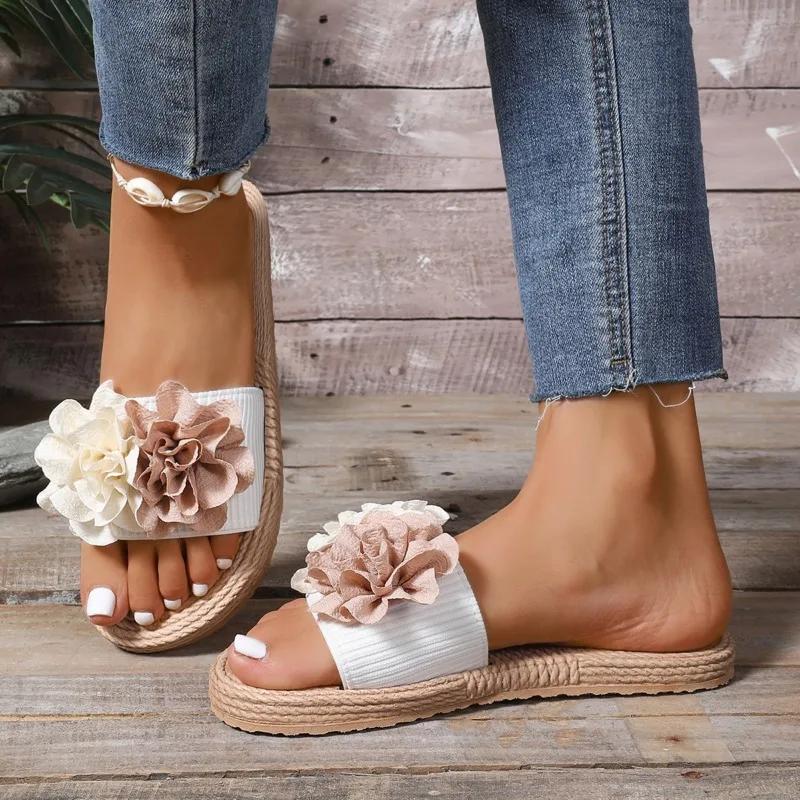 Light Female Shoes Open Toe Women's Slippers Outdoor Casual Slippers Women Mixed Colors Floral Plus Size Flat with Sandals