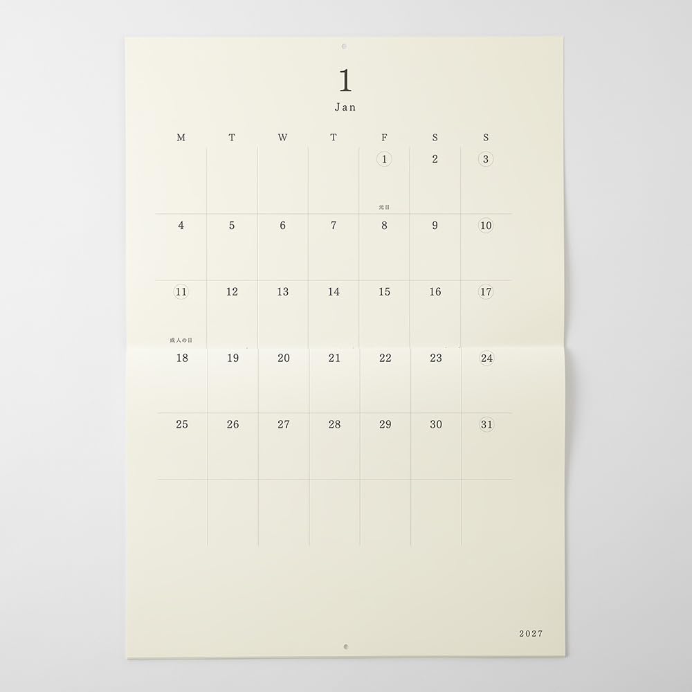 Midori MD Product 2027 Wall A2 31451006 Calendar, Size, Bi-fold,