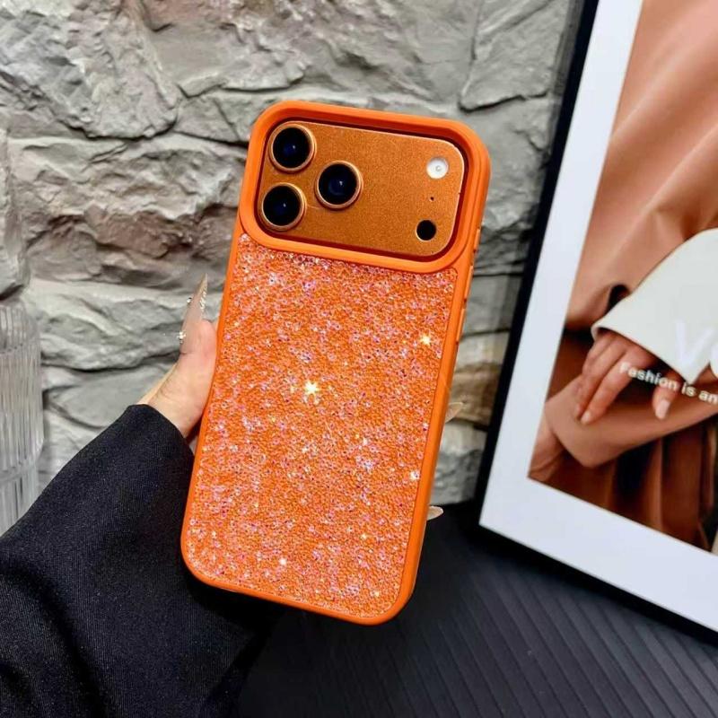 

Розкішний блискучий діамантовий чохол для телефону iPhone 17 16 15 14 13 Pro Max Plus, блискучий стразами, протиударний, захист від падінь, задня кришка iPhone 13 помаранчевий