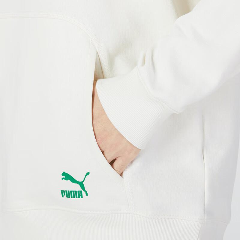 Puma FW22 Kangaroo Pocket Hooded Pullover Sweatshirt With Logo Print Men Tops White 539909-93