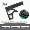 With Bubble Level Gauge Multifunctional Measuring Tools 15/20/25CM Adjustable Combination Right Angle Ruler 45/90 Degree