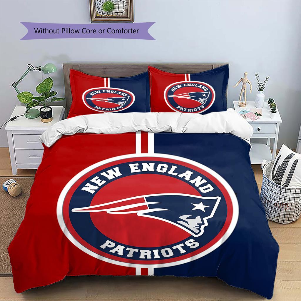 New England Patriots Pattern Bedding Quilt Set Home Decoration Gift (1 * Duvet Cover + 2 * Pillowcase Without Core)