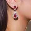 Sparkling Teardrop Dangle Earrings for Women, Full Cubic Diamond Paved Drop Earrings,Red/White/Aurora Crystal Bridal Jewelry for Wedding Party Prom