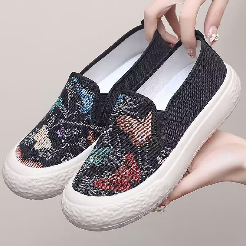 Fashion 2025 Fashion Women's Shoes Summer Women's Casual Shoes Color Blocked Versatile Breathable Lightweight Canvas Shoe