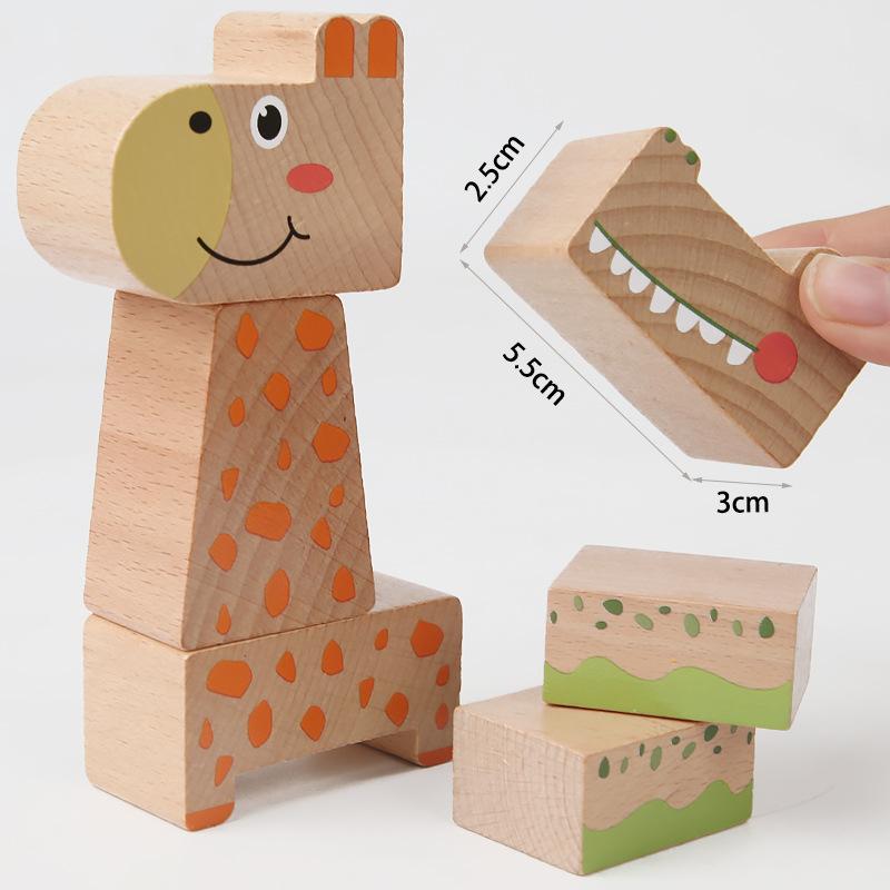 Early Childhood Education Educational Large Particle Building Block Animal Parade Stacked Music Wooden Balance Toy