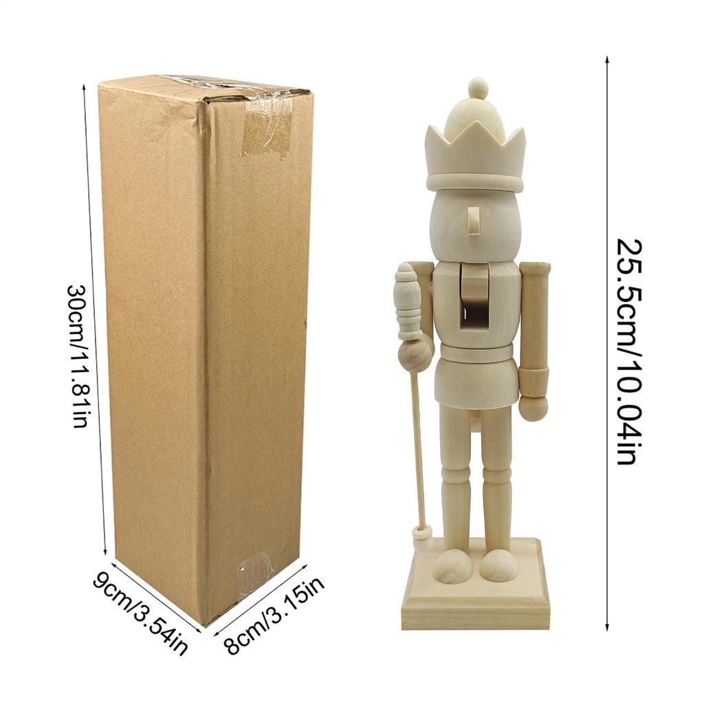 Nutcracker Figurines Handmade Unpainted Statue Wood Christmas Decorations Nutcracker Ornaments for Living Room Fireplace