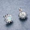 Glänzende runde Faux-Opal-Kronenform-Charm-Ohrstecker für Damen, Party, Schmuck, Geschenk