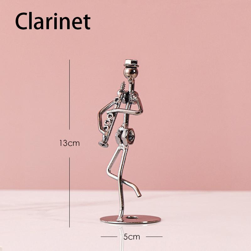 Retro Ironwork Band Ornament Metal Electroplating Mini Music Minimalist Guitar Violin Decoration Handicraft Classical Gift