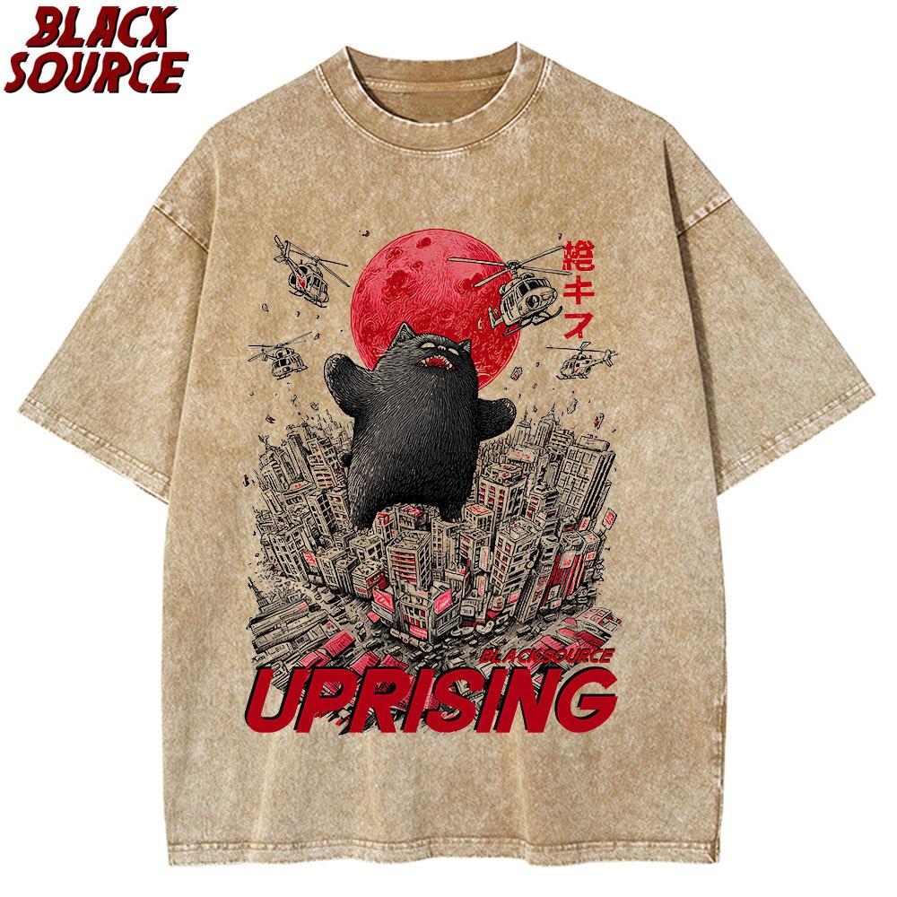 T Funny art cute graphic Japanese cat for cat lover Catzilla Tshirt graphic shirts clothing woman fashion S