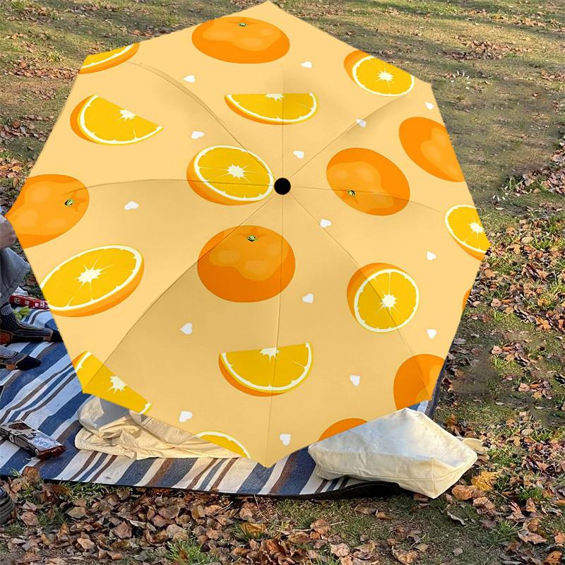 1PC Orange Slice Umbrella-8-Rib Reinforced Portable Folding Travel Suitable for All Seasons Outdoor Daily Use-G354